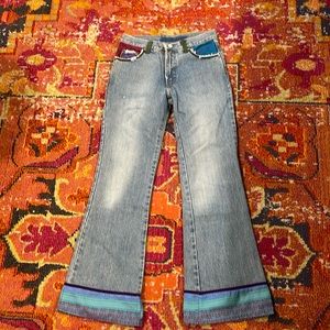 No name brand,high waisted,bell bottom jeans.Dior button,charm&authenticmaterial